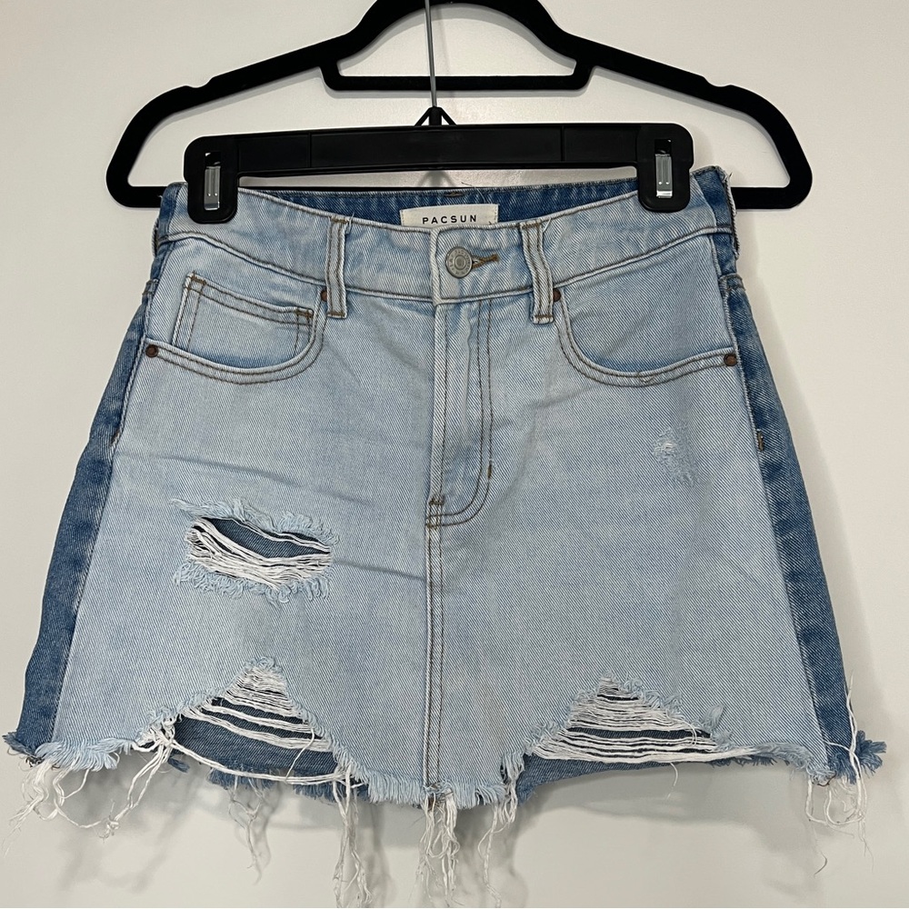 PacSun Denim Mini Skirt with Distressed Details